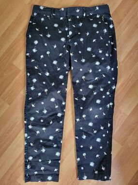 GAP Black Daisy Print Zip-Front Pants